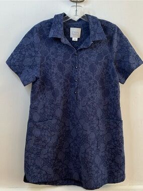 Erin Fetherston Denim Jean Blue Floral Brocade Mini Dress Size 12, Chore Pockets